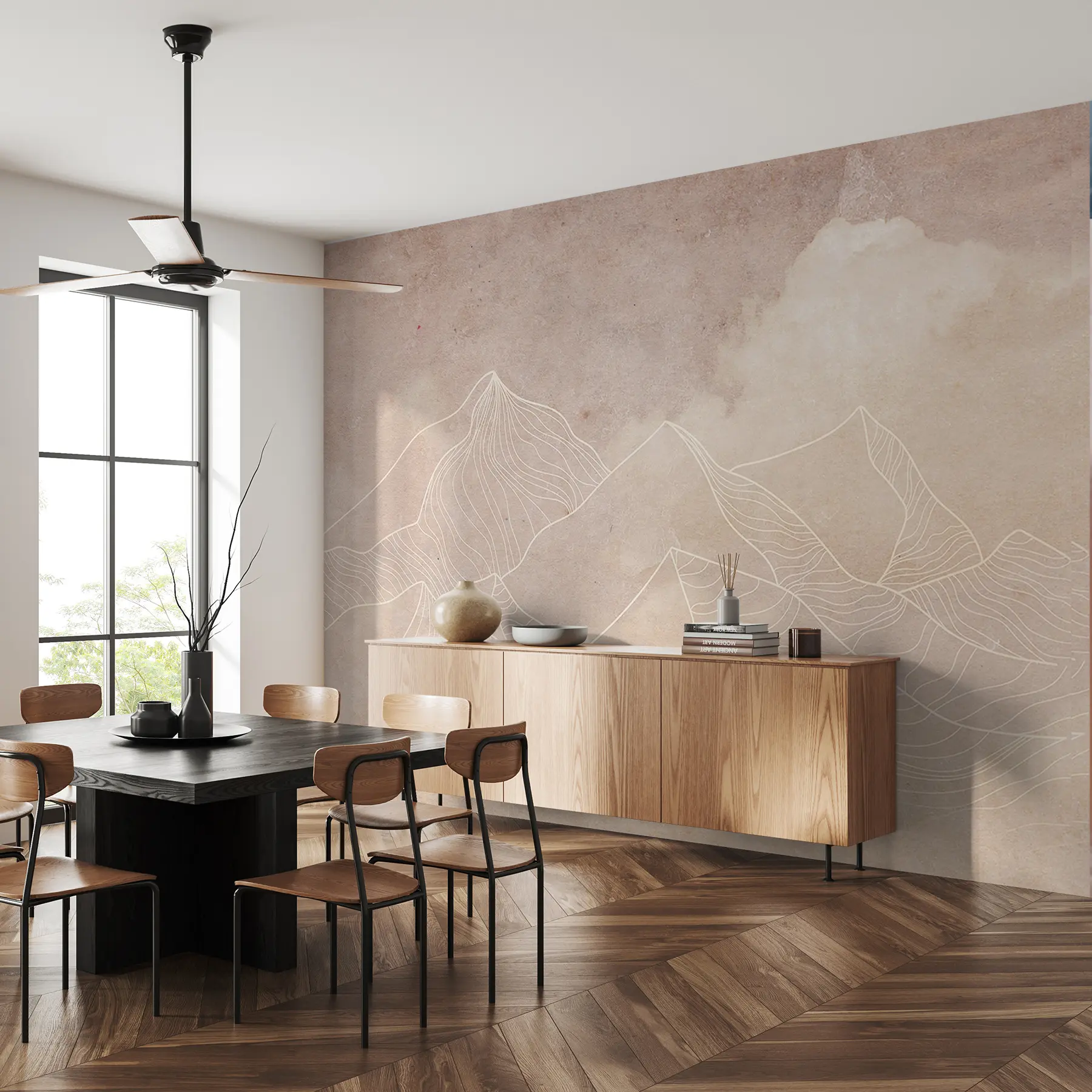 Fototapety Grunge textúra s abstraktnými horami, béžová farba, prírodná téma u98839