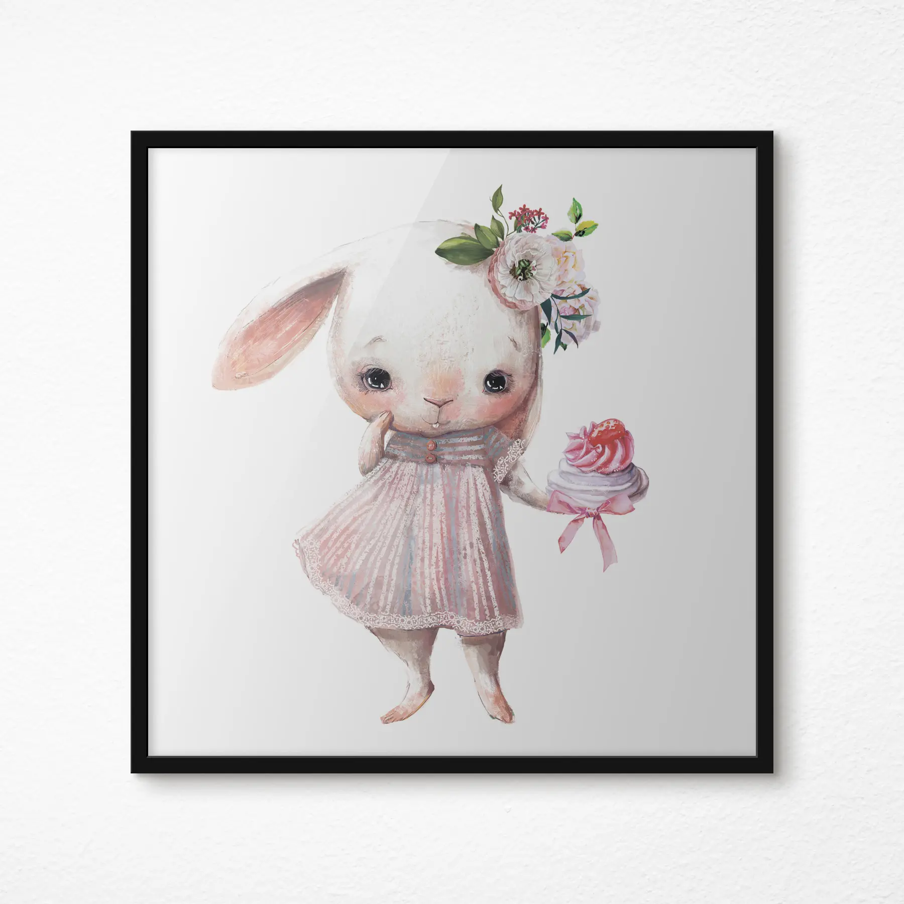 Fototapety Zajačik s kvetmi v šatách f35046