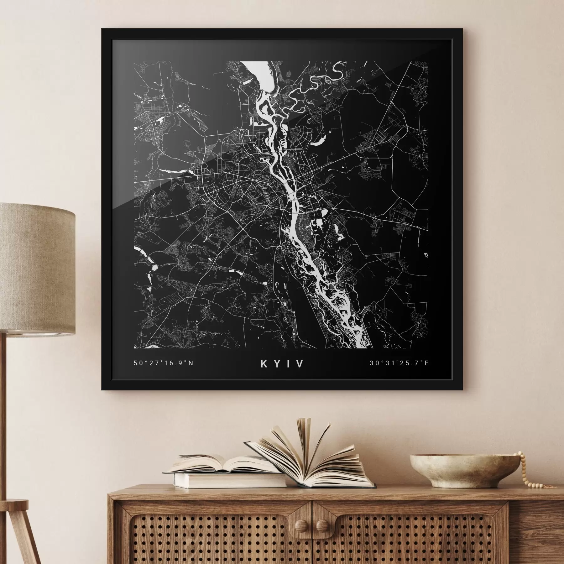 Obraz Minimalistická mapa mesta Kyjev na Ukrajine f31428