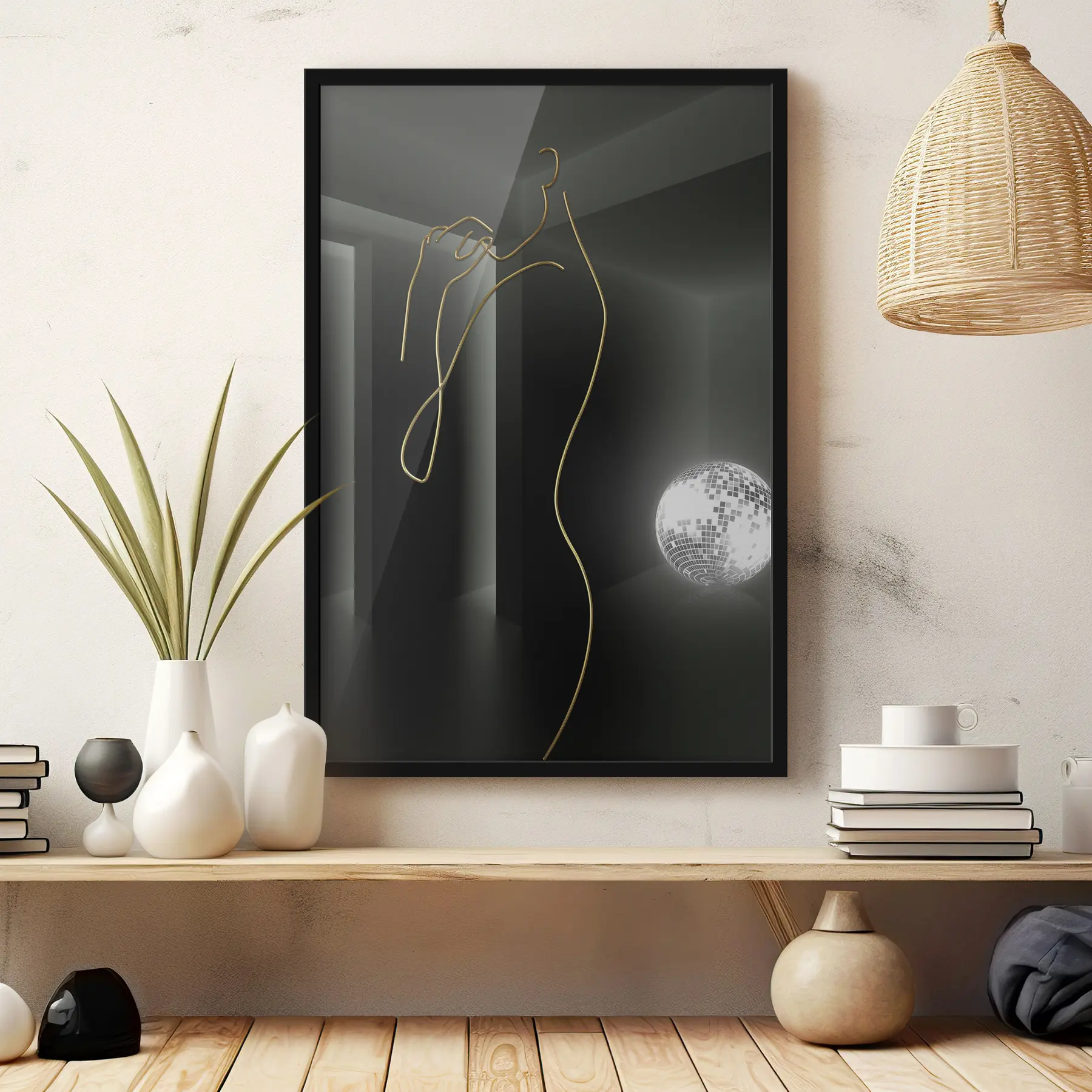 Fototapety Tancujúca silueta pod diskotékovou guľou f02072