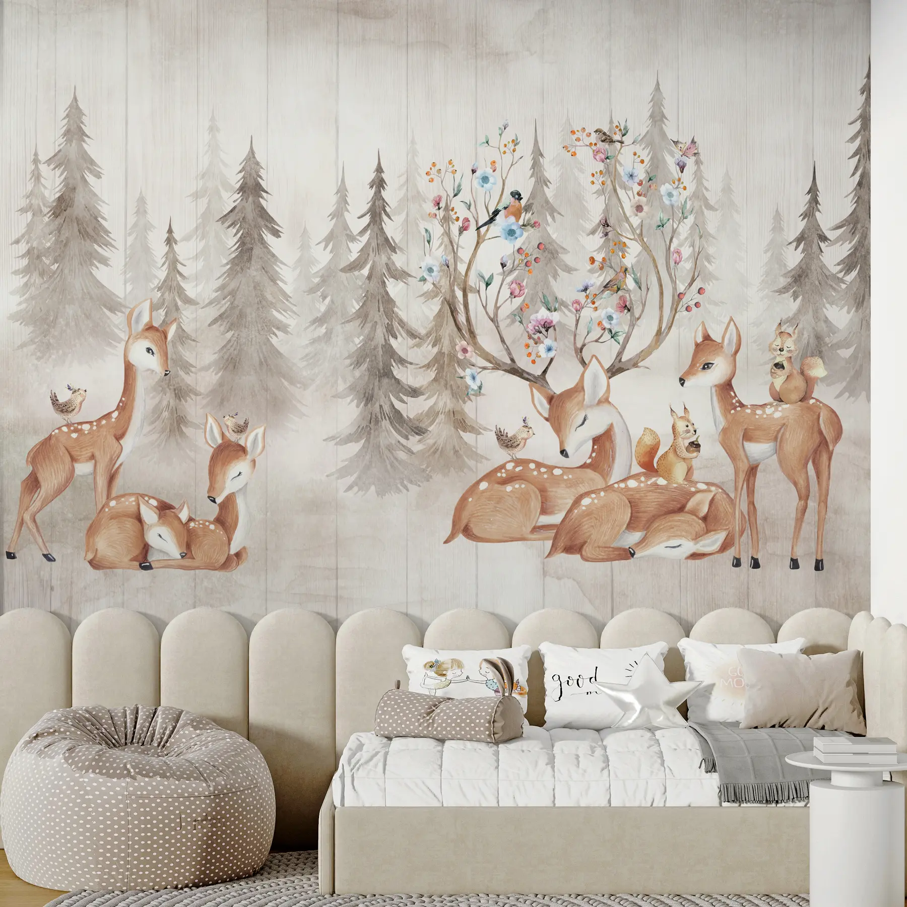 Fototapety Akvarelový les so sobmi u98679