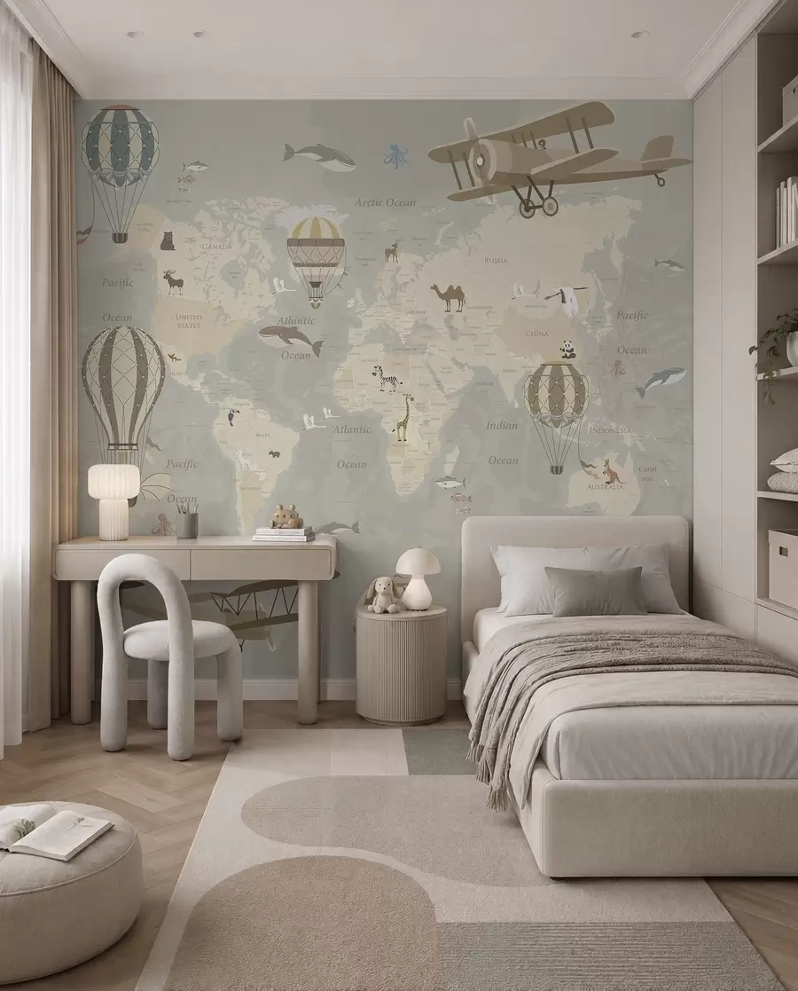 Fototapety Mapa sveta s balónmi I u36066d1
