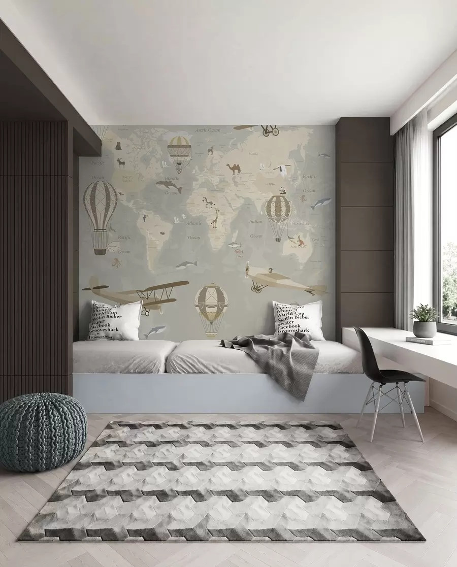 Fototapety Mapa sveta s balónmi I u36066d1