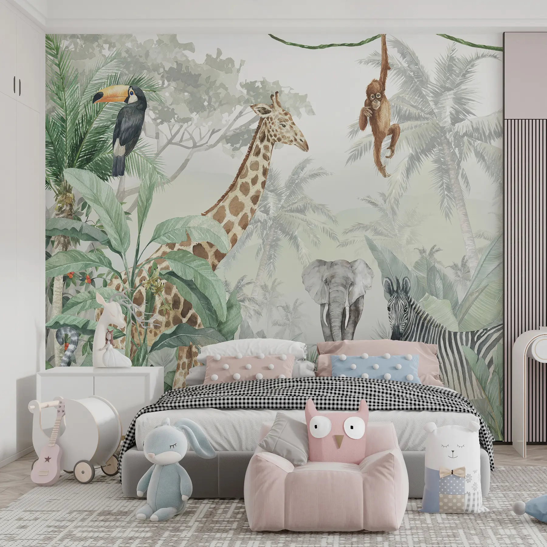 Fototapety Panoráma džungle so zvieratami u74709d1