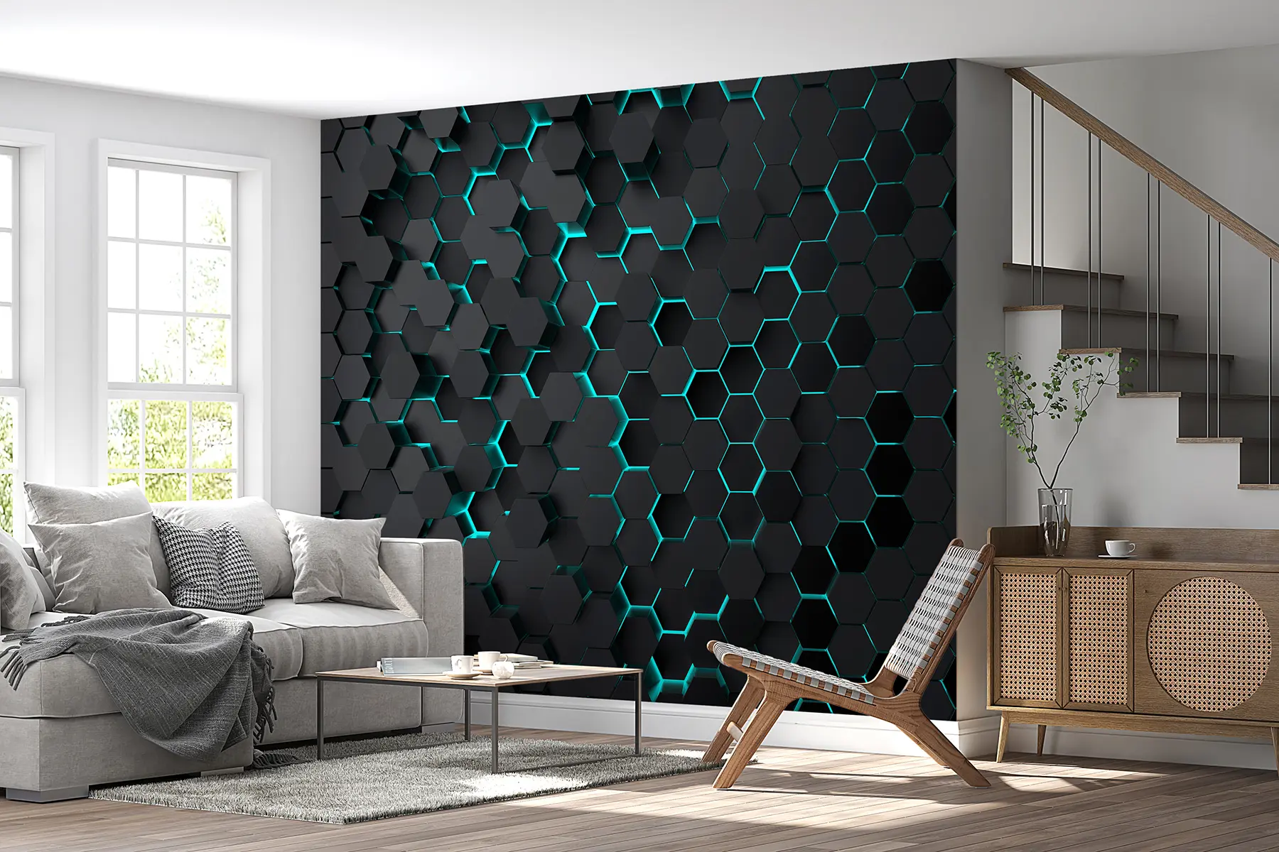 Fototapety "Čierny tyrkysový šesťuholník" u93618d3