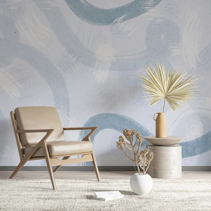 Fototapety Ťahy štetcom, abstraktný ručne kreslený vzor, modré farby u99656v1