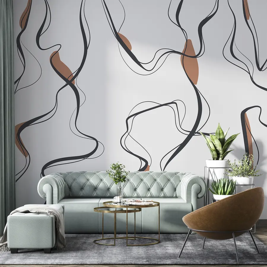 Fototapety Kresba tušom, abstraktný vzor, geometrické línie, sivá a oranžová u99659v3