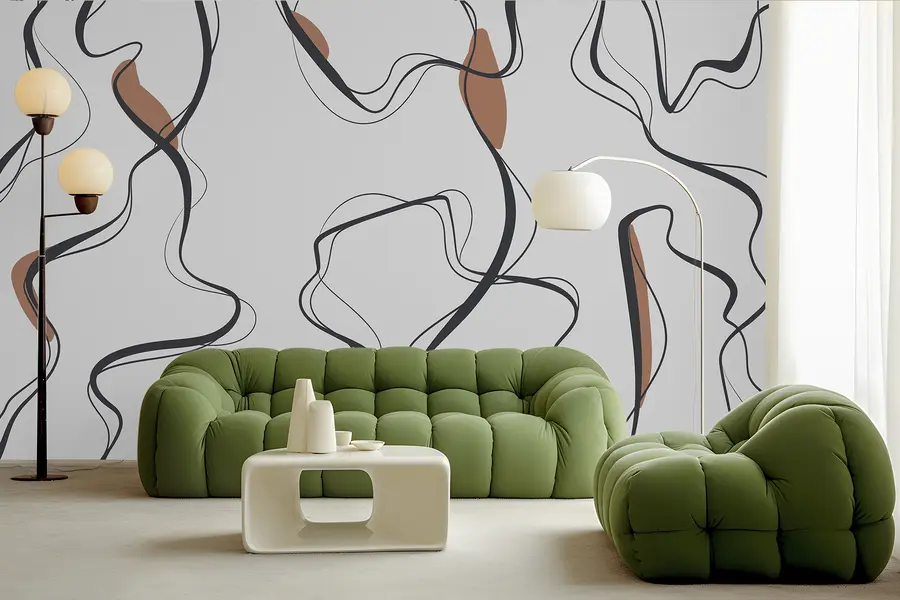 Fototapety Kresba tušom, abstraktný vzor, geometrické línie, sivá a oranžová u99659v3